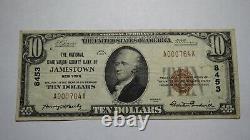 $10 1929 Jamestown New York Ny National Currency Bank Note Bill Ch. #8453 Rare
