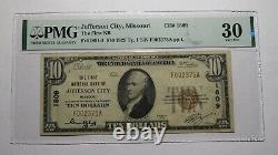 10 $ 1929 Jefferson City Missouri Mo Monnaie Nationale Bill #1809 Vf30