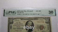 10 $ 1929 Jefferson City Missouri Mo Monnaie Nationale Bill #1809 Vf30