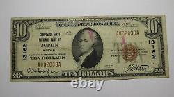 10 $ 1929 Joplin Missouri Mo Monnaie Nationale Banque Bill Charte #13162 Rare