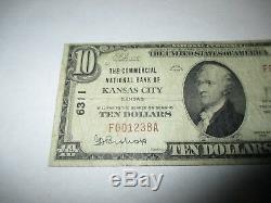 10 $ 1929 Kansas City Kansas Ks Banque Nationale Monnaie Note Bill Ch. # 6311 Fin