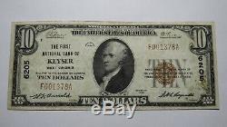 10 $ 1929 Keyser Virginie Occidentale Virginie-occidentale Banque Nationale Monnaie Note Bill Ch. # 6205 Vf