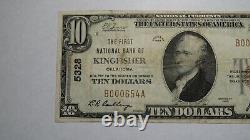 10 $ 1929 Kingfisher Oklahoma Ok Monnaie Nationale Banque Note Bill! Ch. #5328 Rare