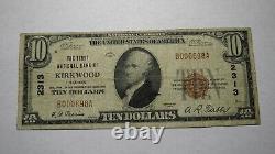 $10 1929 Kirkwood Illinois IL Monnaie Nationale Note De La Banque Bill Ch. #2313 Fine