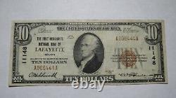10 $ 1929 Lafayette Indiana National Bank Monnaie Remarque Bill! Ch. # 11148 Vf +