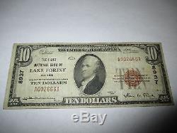 10 1929 $ Lake Forest Illinois IL Monnaie Nationale Billet De Banque! # 8937 Fine
