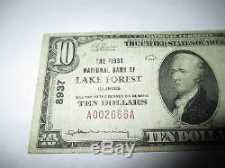 10 1929 $ Lake Forest Illinois IL Monnaie Nationale Billet De Banque! # 8937 Fine