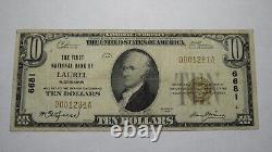 10 1929 Laurel Mississippi Ms Monnaie Nationale Note Banque Bill Ch. #6681 Fine