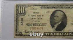10 1929 Lawton Oklahoma Ok Monnaie Nationale Banque Note Bill #5753 Pmg Fort Sill