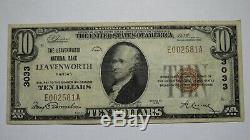 10 $ 1929 Leavenworth Kansas Ks Facture De Billet De Banque Nationale! Ch. # 3033 Vf +