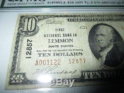 10 $ 1929 Lemmon Dakota Du Sud Sd Monnaie Nationale Bill Note! Ch. # 12857 Vf