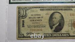 10 1929 Liban Kentucky Ky Monnaie Nationale Note Banque Bill Ch #3988 F12 Pmg
