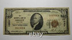 10 1929 Liberty New York Ny Monnaie Nationale Banque Note Bill Ch. #10037 Fine