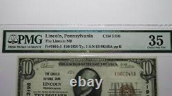 10 1929 Lincoln Pennsylvania Ap National Monnaie Banque Note Bill Ch. #3198 Vf35