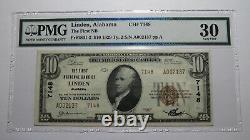 10 $ 1929 Linden Alabama Al Monnaie Nationale Banque Note Bill! Ch. #7148 Vf30 Pmg