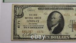 10 1929 Lindsay Oklahoma Ok Monnaie Nationale Banque Note Bill Ch. #6171 Vf20 Pmg