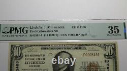 10 1929 Litchfield Minnesota Mn Monnaie Nationale Banque Note Bill Ch #13486 Vf35