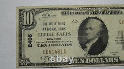 10 $ 1929 Little Falls New York Ny Monnaie Nationale Banque Note Bill! #2406 Fine