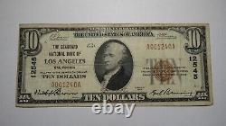 $10 1929 Los Angeles Californie Ca Monnaie Nationale Note De Banque Bill Ch #12545 Vf