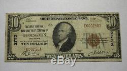 10 $ 1929 Ludington Michigan MI Banque Nationale Monnaie Note Bill Ch. # 2773 Fin