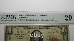 10 1929 Luther Oklahoma Ok Monnaie Nationale Banque Note Bill Ch. #8563 Vf20 Pmg