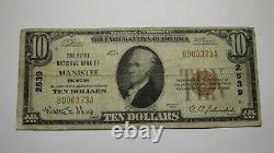 10 1929 Manistee Michigan MI Monnaie Nationale Banque Note Bill Ch. #2539 Fine