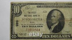 10 1929 Maquoketa Iowa Ia Monnaie Nationale Note Banque Bill Ch. #999! Règles Fines