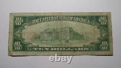 10 $ 1929 Marion Indiana En Monnaie Nationale Banque Note Bill Charte #4189 Fine