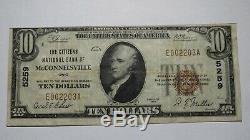 10 $ 1929 Mcconnelsville Ohio Oh Banque Nationale Monnaie Note Bill! Ch. # 5259 Vf