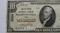10 $ 1929 Mcconnelsville Ohio Oh Banque Nationale Monnaie Note Bill! Ch. # 5259 Vf