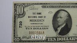 10 $ 1929 Meriden Connecticut Ct Monnaie Nationale Banque Note Bill! Ch. #720 Vf+