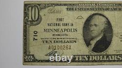 10 1929 Minneapolis Minnesota Mn Monnaie Nationale Banque Note Bill Ch. #710 Fine