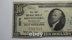 10 1929 Montgomery Pennsylvania Ap Banque Nationale De Devises Note Bill Ch. N°5574