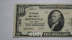 10 1929 Monticello New York Ny Monnaie Nationale Banque Note Bill Ch. #1503 Vf