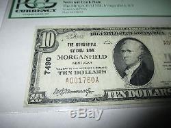 10 $ 1929 Morganfield Kentucky Ky Monnaie Nationale Note De Banque Bill Ch. # 7490 Vf