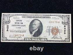 $10 1929 National Bank Note Hoopestown IL Bill Charte Monétaire # 9425