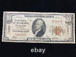 $10 1929 National Bank Note Spokane Wa Bill Charte Monétaire # 13331