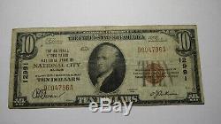 10 $ 1929 National City Illinois IL Banque Nationale Monnaie Remarque Le Projet De Loi # 12991 Fin