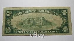 10 $ 1929 National City Illinois IL Banque Nationale Monnaie Remarque Le Projet De Loi # 12991 Fin