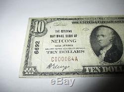 $ 10 1929 Netcong New Jersey Nj Banque De Monnaie Nationale Note Bill Ch. # 6692 Fine