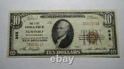 10 $ 1929 Newport New Hampshire Nh Banque Nationale Monnaie Note Bill! Ch. # 888 Vf