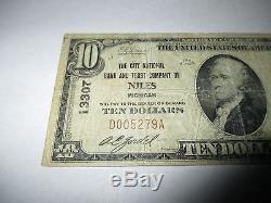 $ 10 1929 Niles Michigan MI Banque De Billets De Banque Nationale Note Bill! Ch. # 13307 Amende