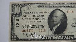 10 $ 1929 Northampton Massachusetts Ma Banque Nationale Monnaie Note Bill! # 1018 Vf