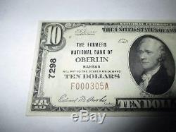 10 $ 1929 Oberlin Kansas Ks Banque Nationale De Billets De Banque Note! Ch. # 7298 Xf! Rare