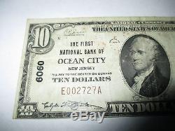 10 $ 1929 Ocean City New Jersey Nj Note De La Banque Monétaire Nationale Bill! Vf Ch # 6060