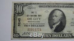 10 $ 1929 Oil City Pennsylvania Pa Banque Nationale Monnaie Note Bill Ch. # 5240 Vf +