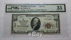 10 $ 1929 Okemah Oklahoma Ok Banque Nationale Monnaie Note Bill Ch. # 7677 Vf35 Pmg