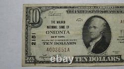 $10 1929 Oneonta New York Ny National Currency Bank Note Bill! Ch. #2151 Vf