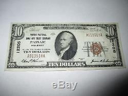 10 $ 1929 Passaic New Jersey Nj Note De La Banque Monétaire Nationale Bill! # 12205 Xf +