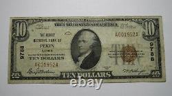 10 $ 1929 Pekin Illinois IL Monnaie Nationale Banque Bill Charte #9788 Fine+